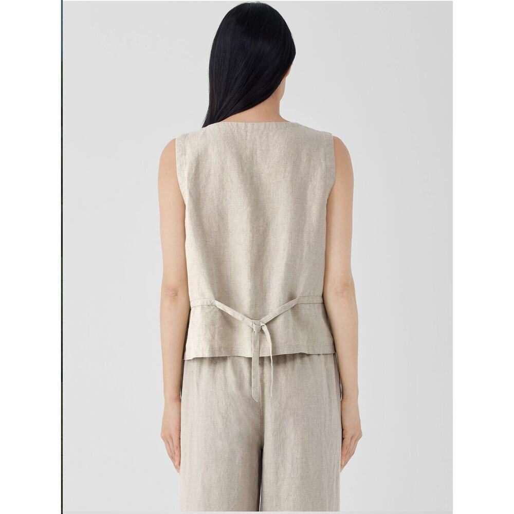 Eileen Fisher Organic Linen Button Front Vest Tank Natural Size Medium - Picture 8 of 8